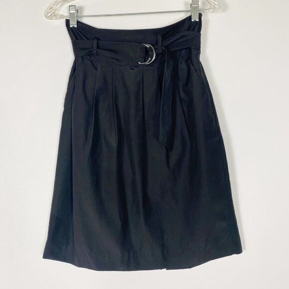 Banana Republic Black Belted High-waisted Silk-Blend Pencil Skirt - Picture 10 of 10